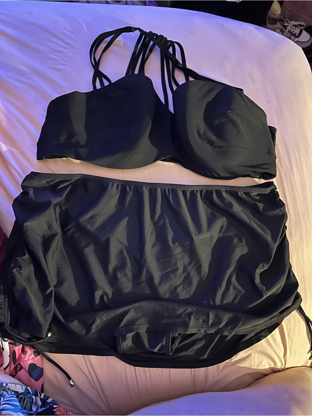 Black Women’s Swim Bikini Top and Skirted Bottom